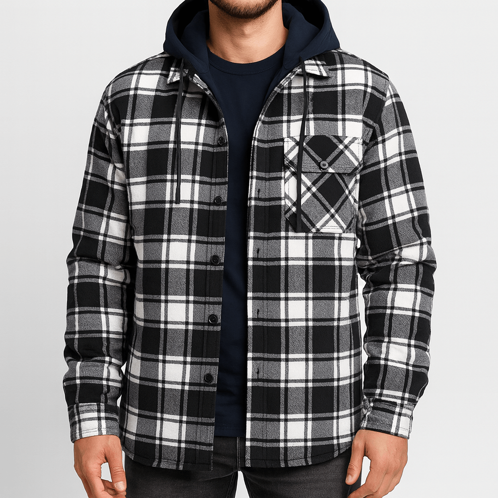 Hooded Plaid Shirt Jacket