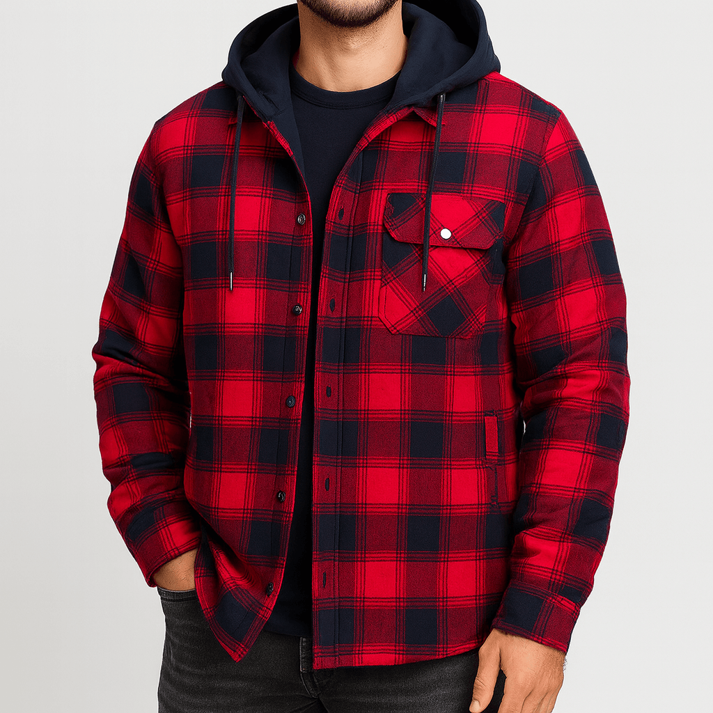Hooded Plaid Shirt Jacket