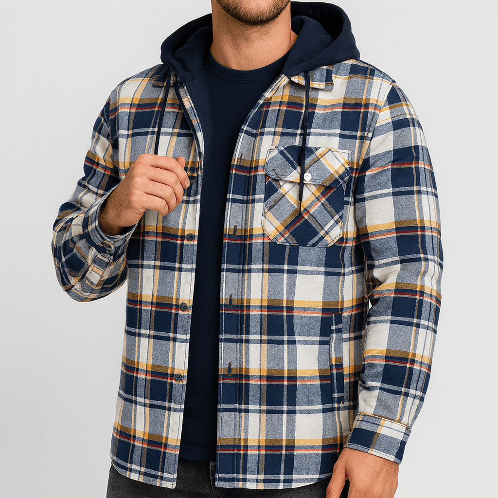 Hooded Plaid Shirt Jacket