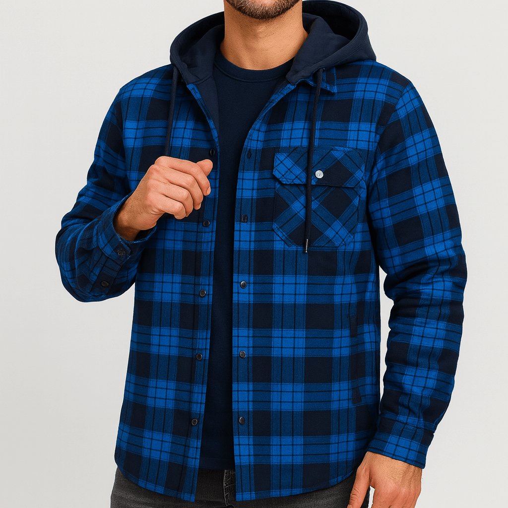 Hooded Plaid Shirt Jacket