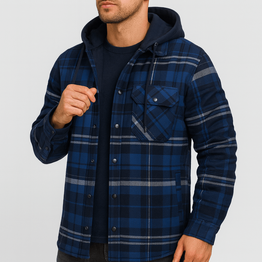 Hooded Plaid Shirt Jacket