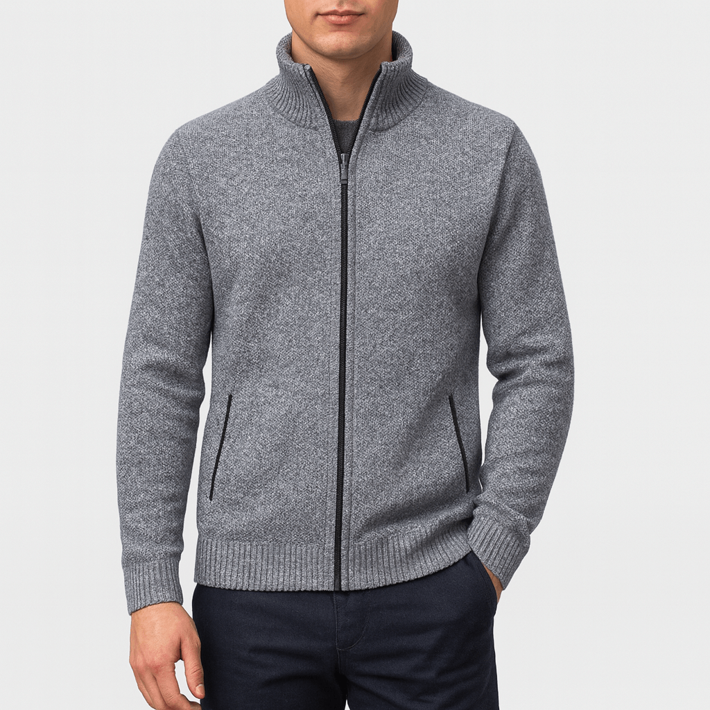 Knitted Zip-Collar Cardigan