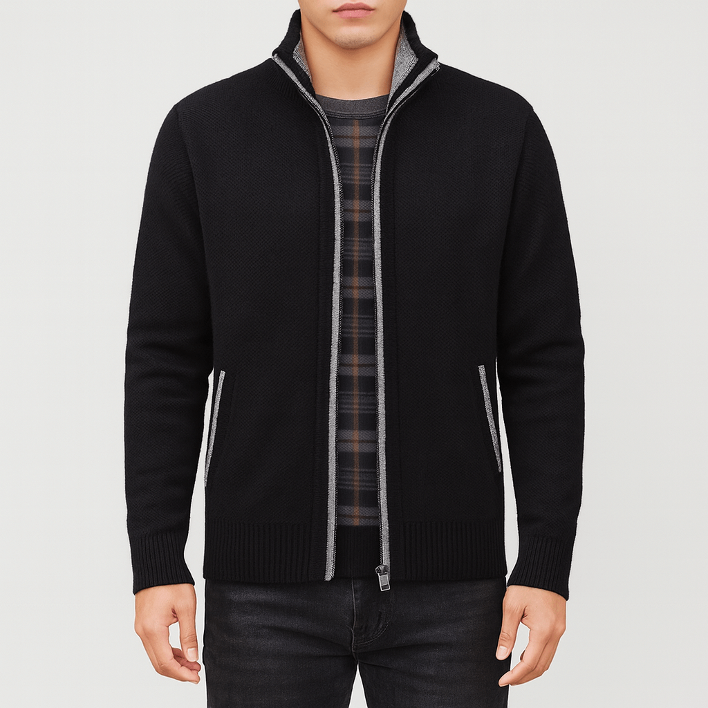 Knitted Zip-Collar Cardigan