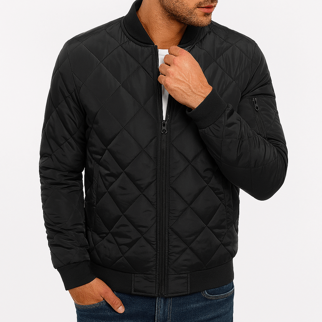 Quilted Diamond Bomber Jacket