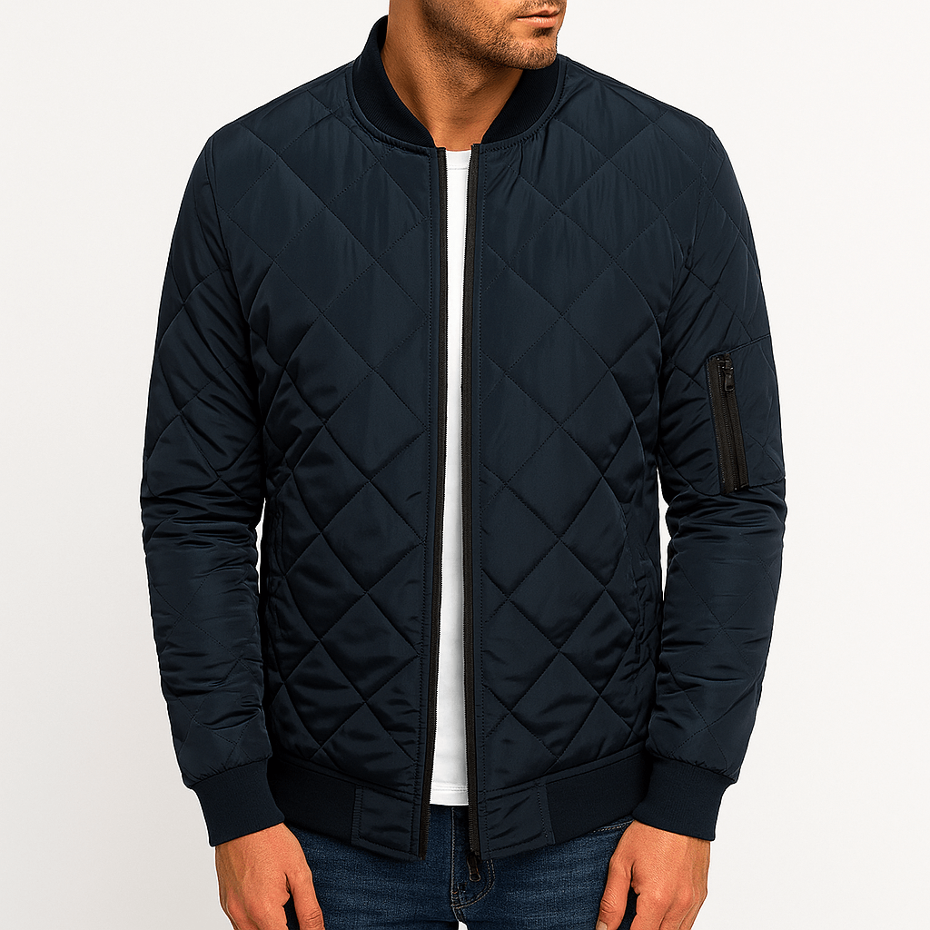 Quilted Diamond Bomber Jacket