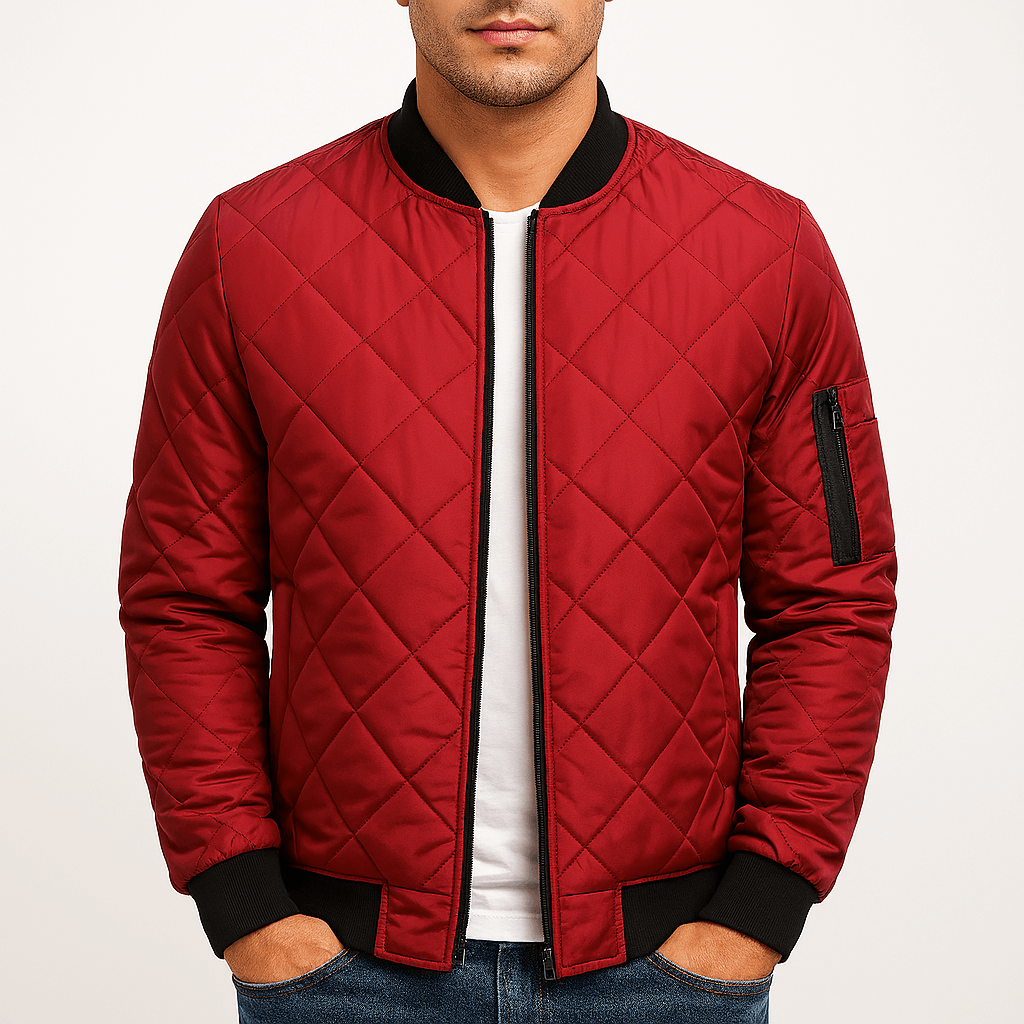 Quilted Diamond Bomber Jacket