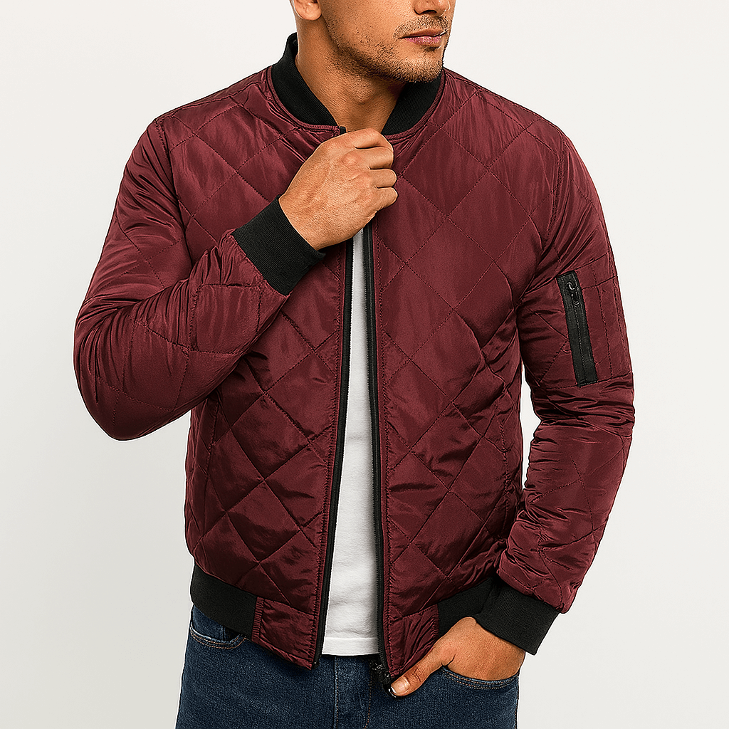 Quilted Diamond Bomber Jacket