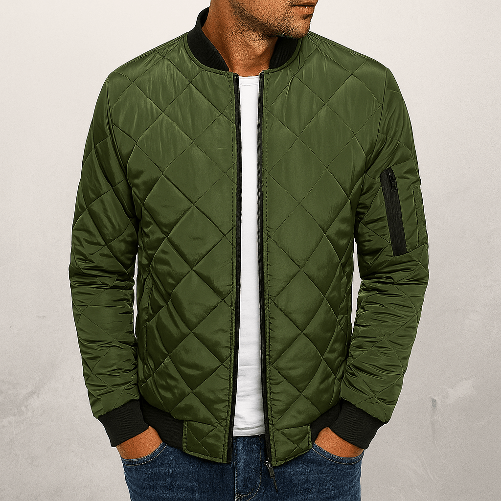 Quilted Diamond Bomber Jacket