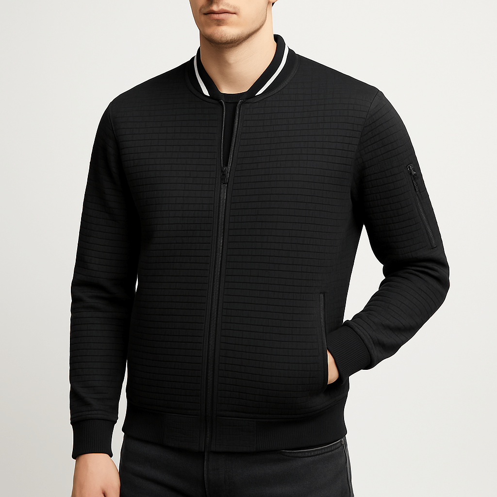 Quilted Zip-Up Bomber Jacket