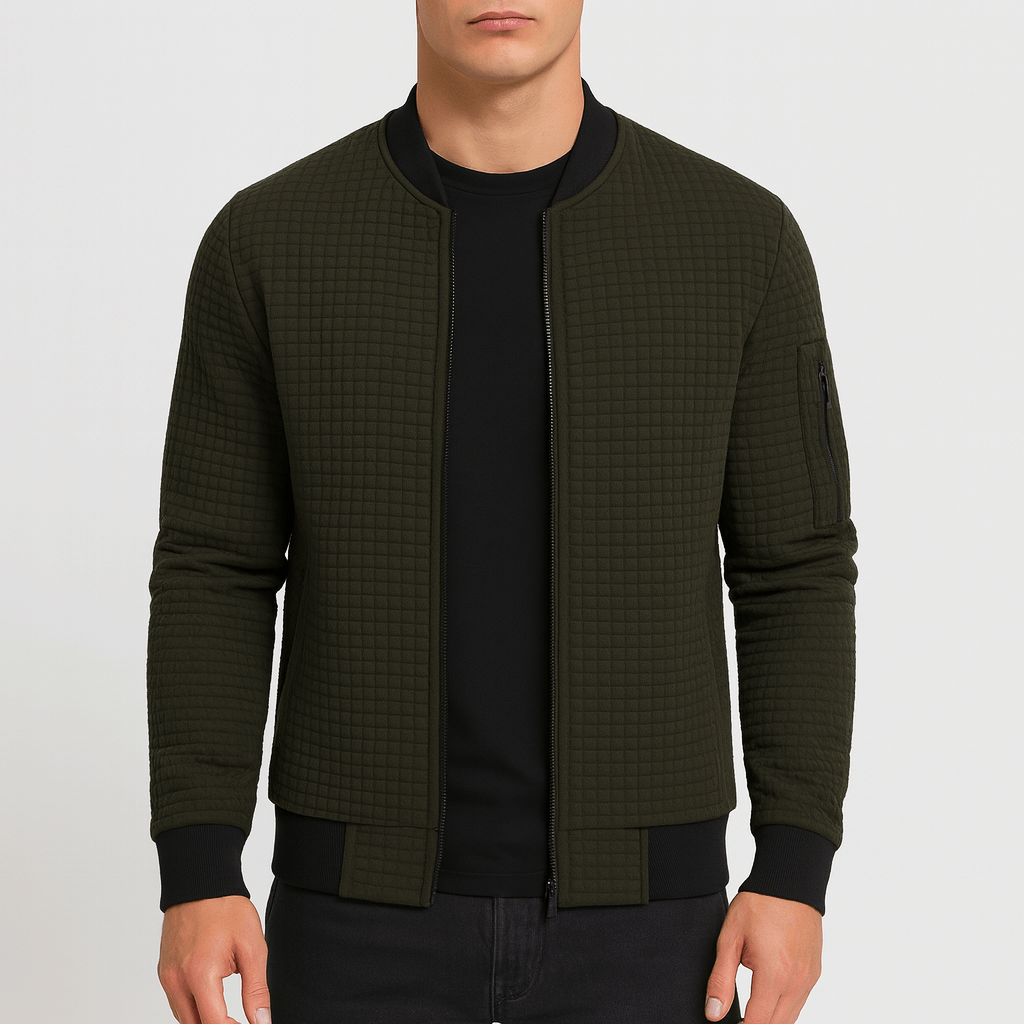 Quilted Zip-Up Bomber Jacket