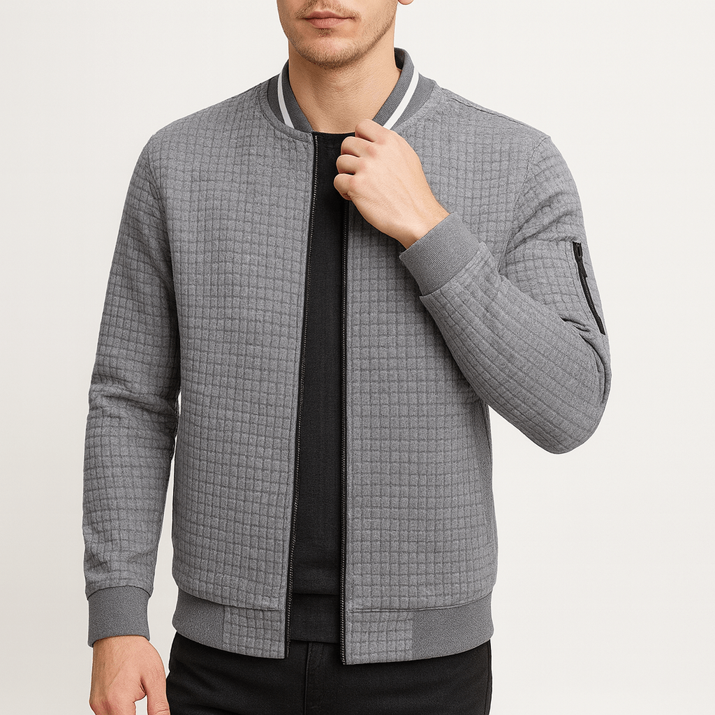 Quilted Zip-Up Bomber Jacket
