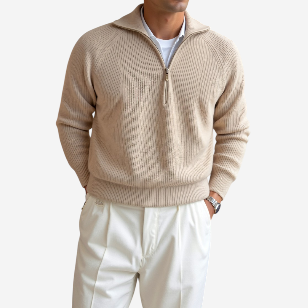Ribbed Half-Zip Sweater