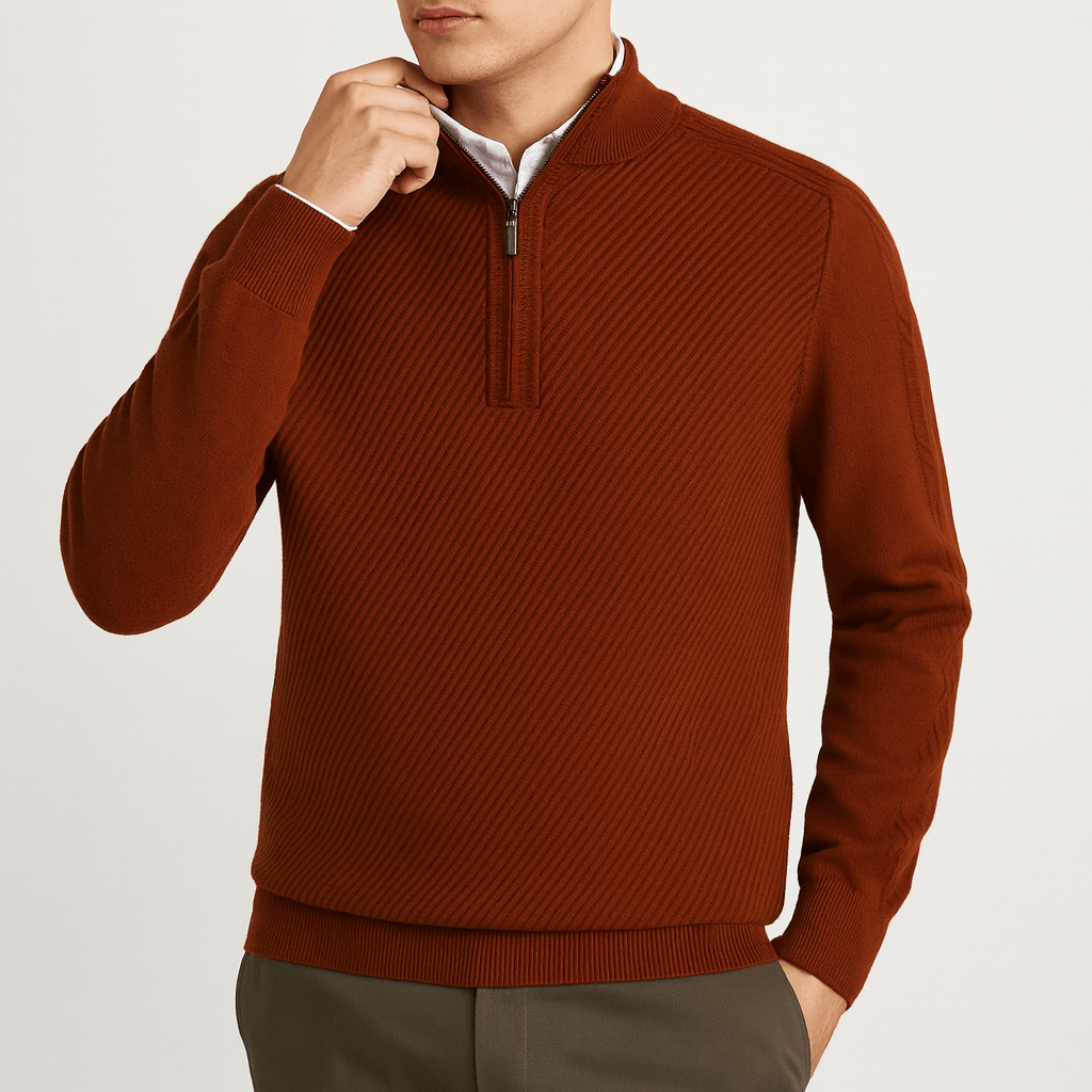 Ribbed Half-Zip Sweater
