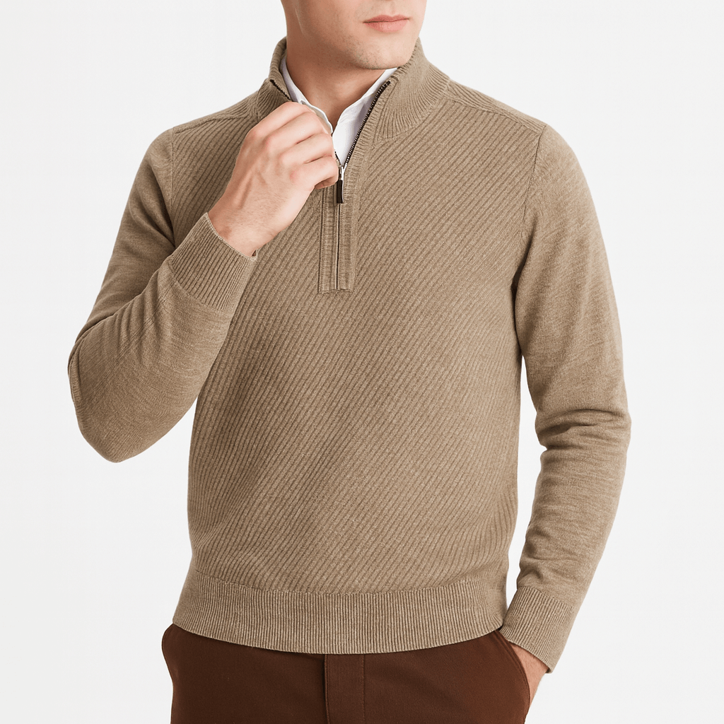 Ribbed Half-Zip Sweater