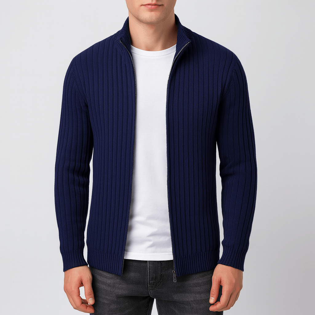 Ribbed Knit Cardigan with Open Front
