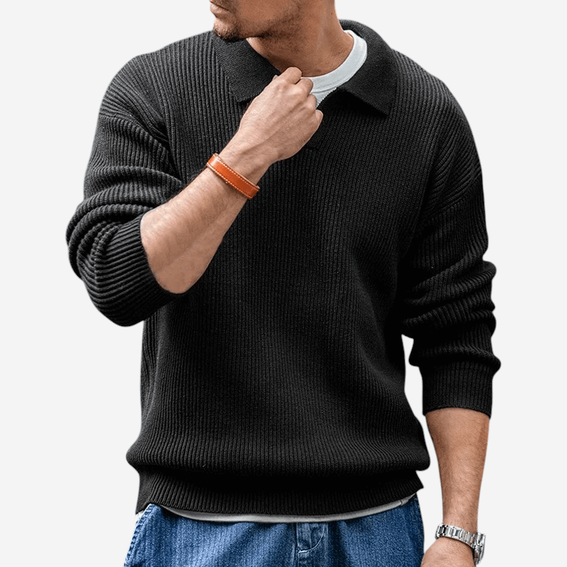 Ribbed Polo Sweater