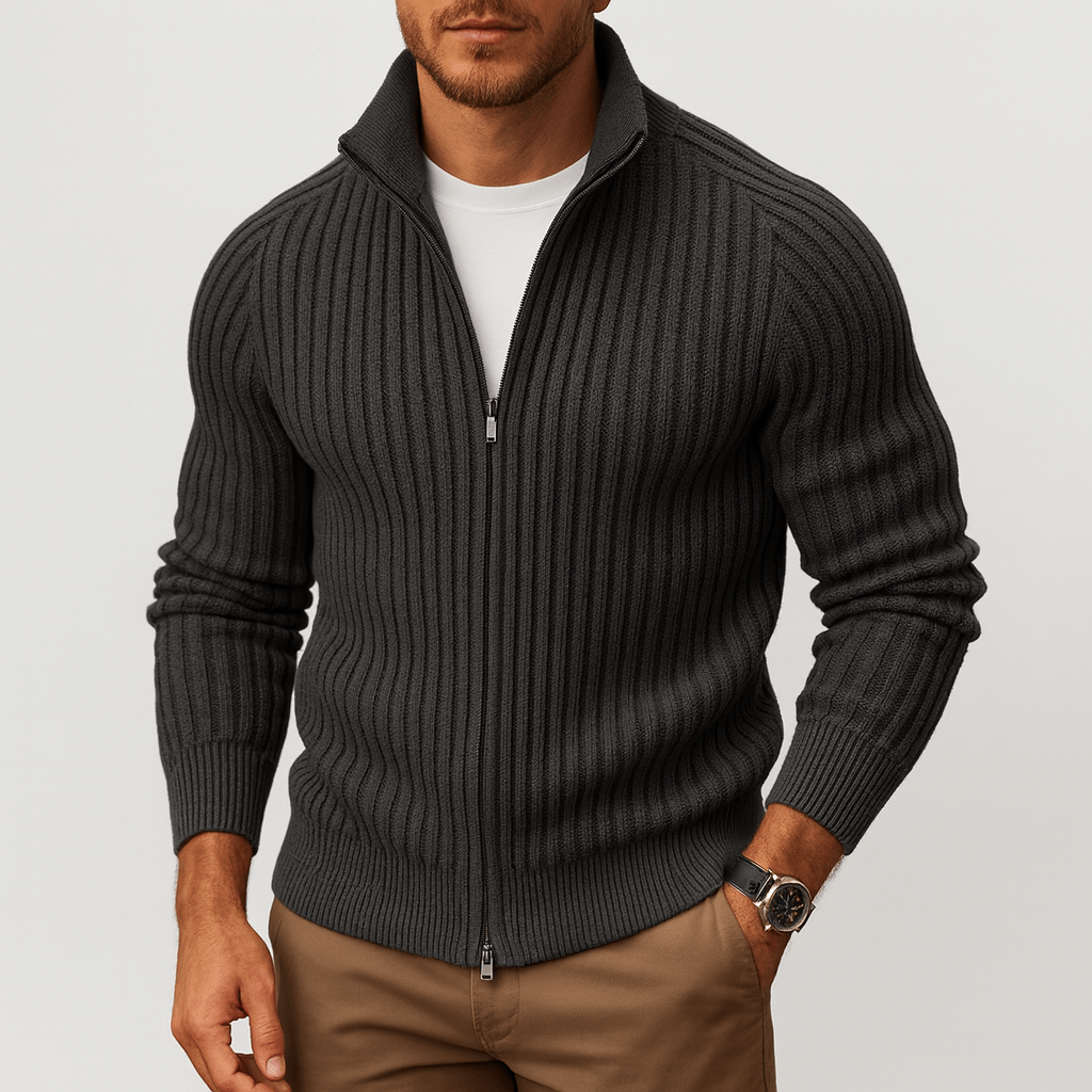 Ribbed Zip Cardigan