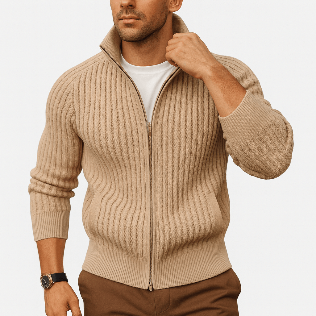 Ribbed Zip Cardigan