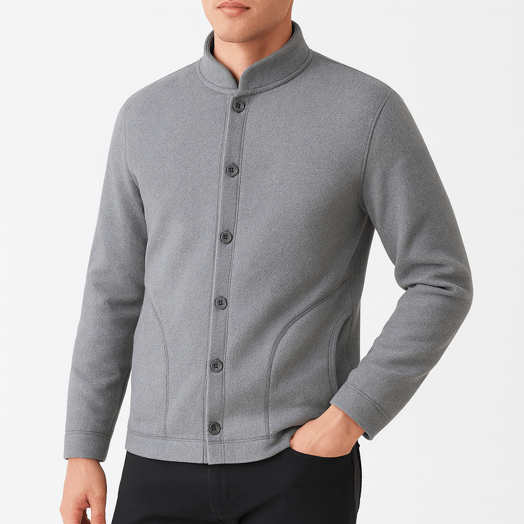 Stand Collar Button Cardigan