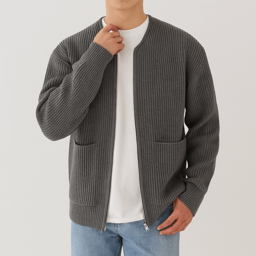 Trendy Knitted Zip Cardigan