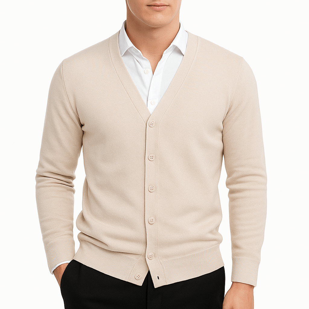 V-Neck Button-Down Cardigan