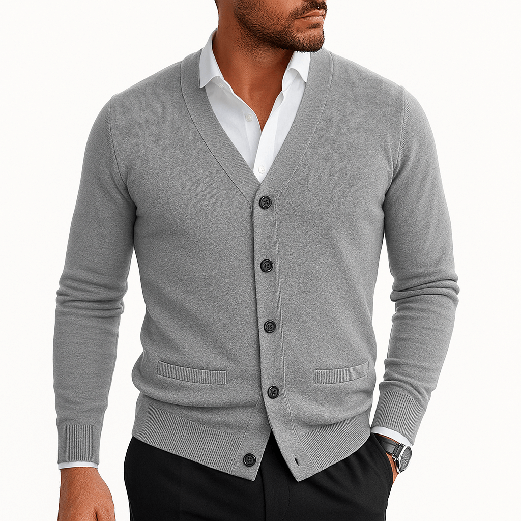V-Neck Button-Down Cardigan