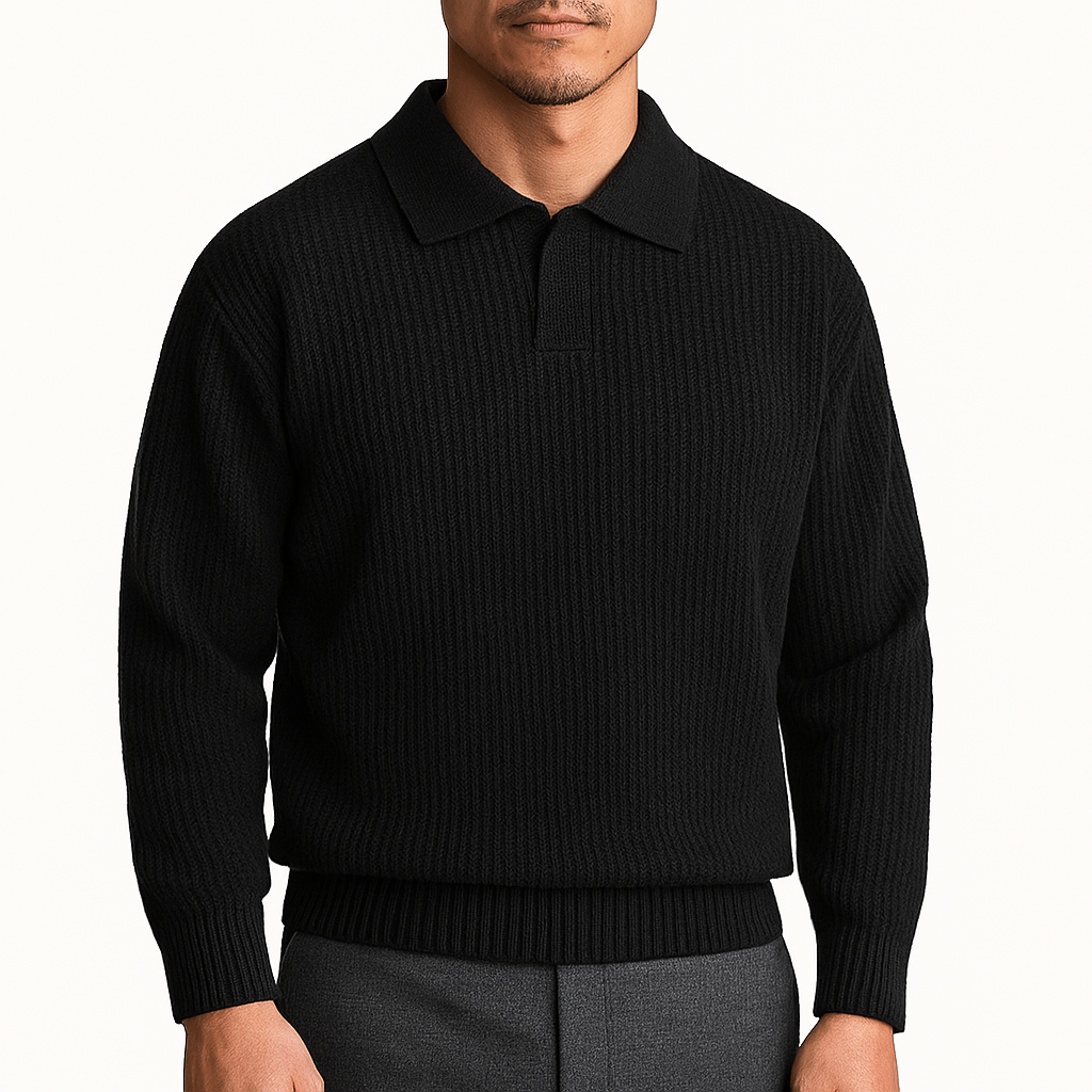 Waffle Knit Polo Sweater
