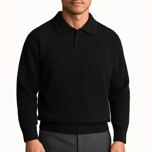 Waffle Knit Polo Sweater