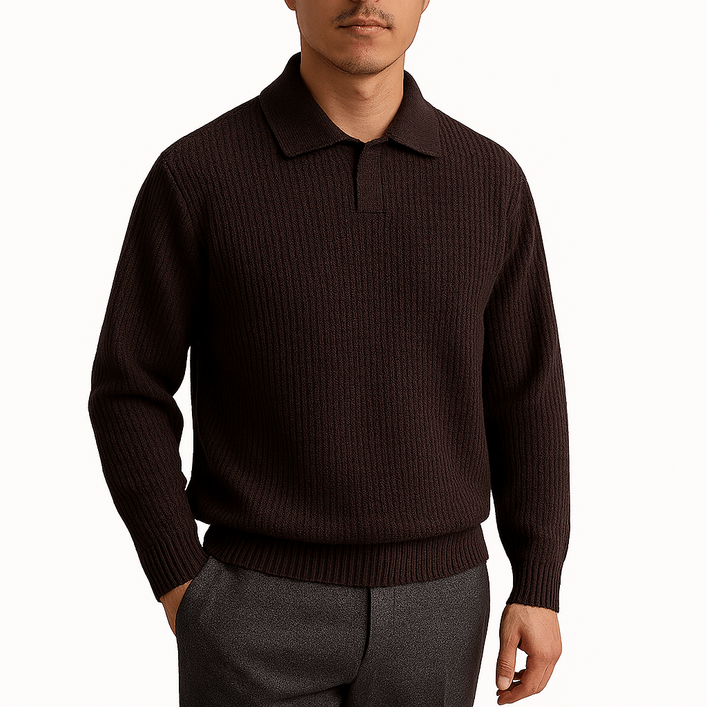 Waffle Knit Polo Sweater