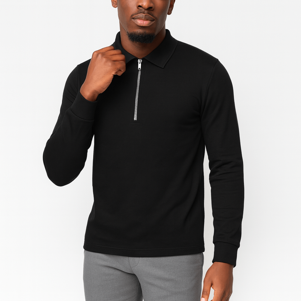Zipper Polo Sweater