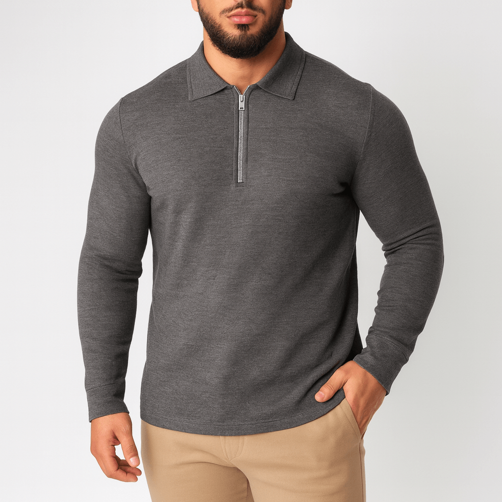 Zipper Polo Sweater