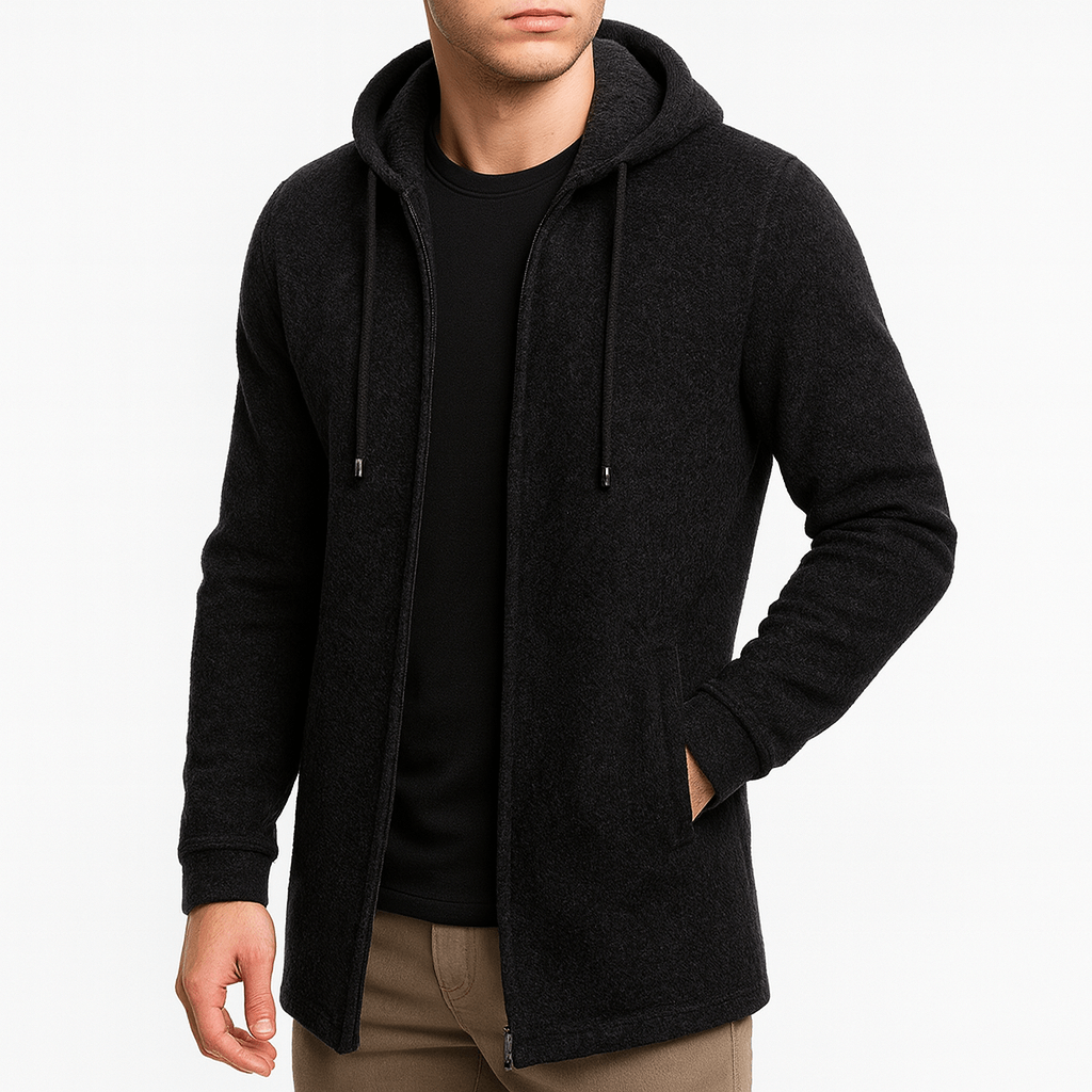 Men’s Long Hooded Cardigan Sweater