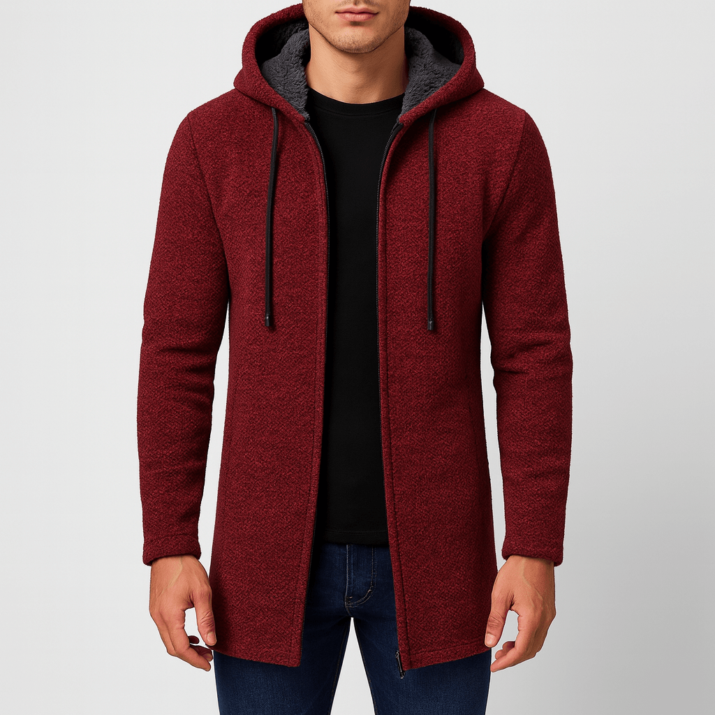 Men’s Long Hooded Cardigan Sweater