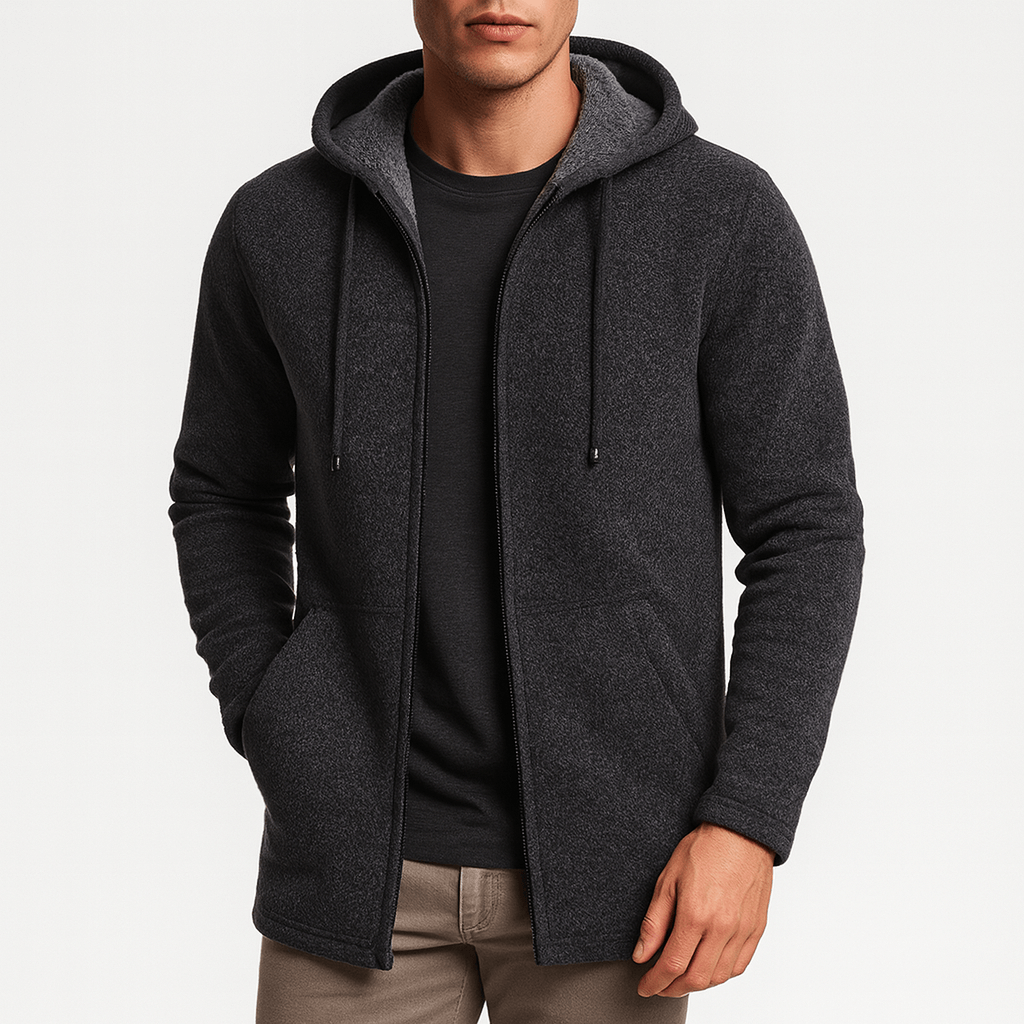 Men’s Long Hooded Cardigan Sweater
