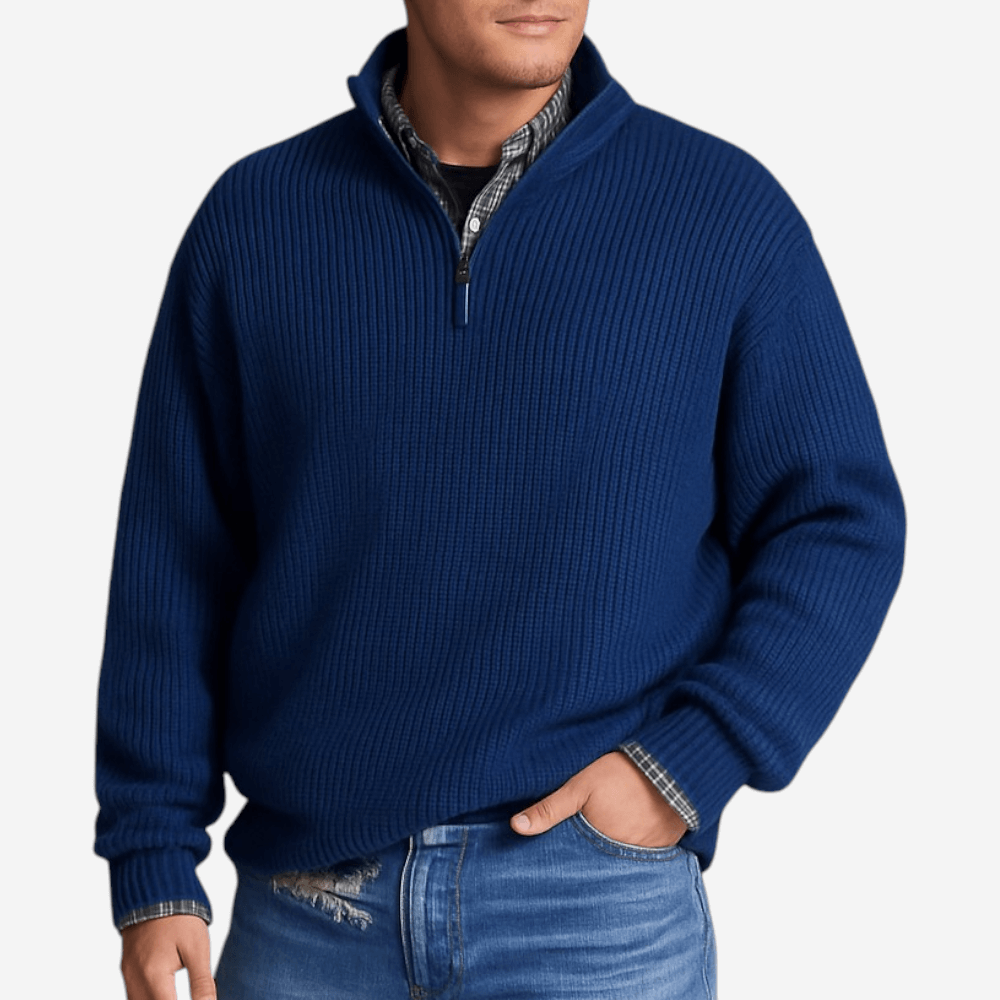 Men’s Knit Polo Zipper Long Sleeve