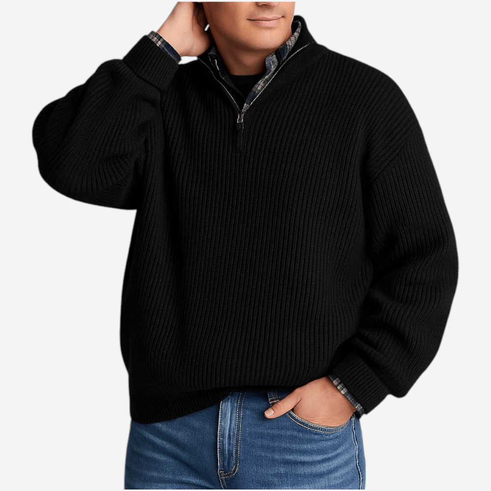 Men’s Knit Polo Zipper Long Sleeve