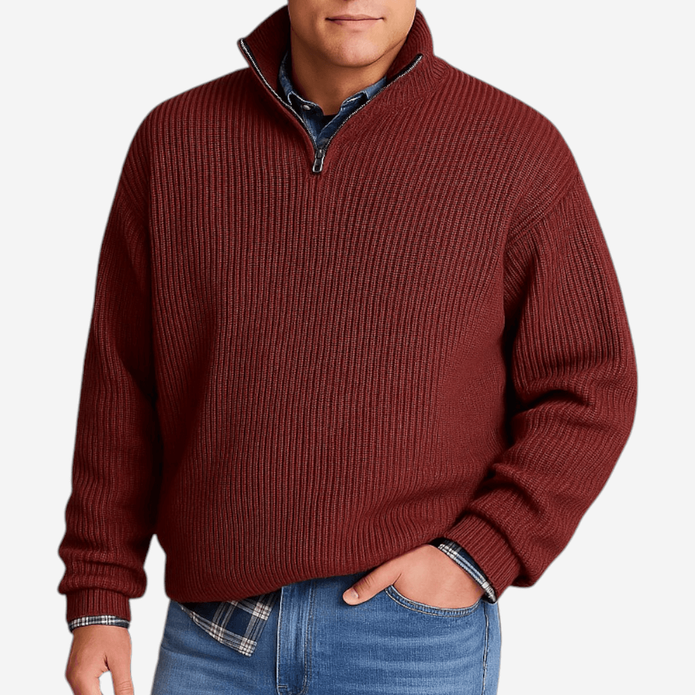 Men’s Knit Polo Zipper Long Sleeve