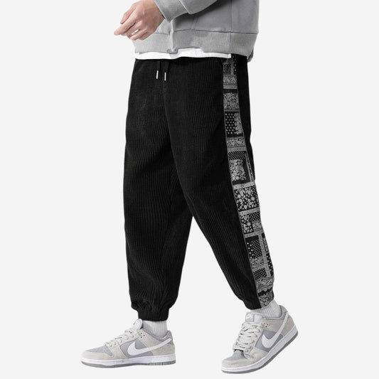 Men’s Flower Patchwork Corduroy Pants