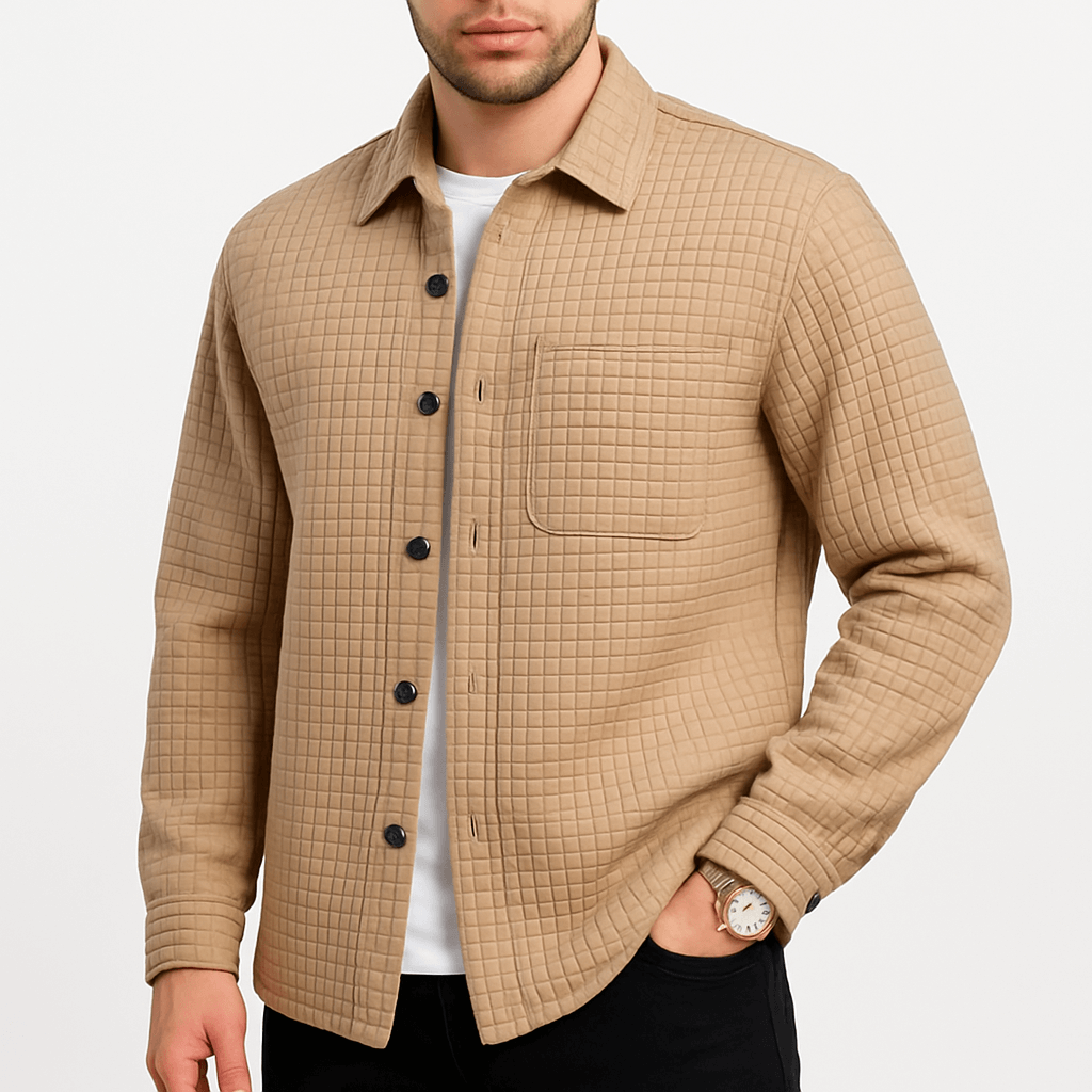 Men’s Checkered Textured Casual Cardigan