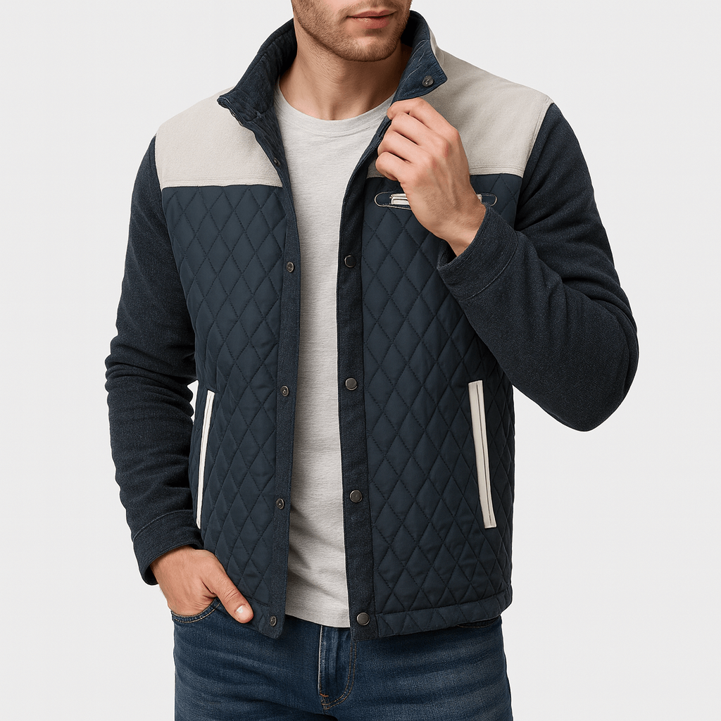 Men’s Snap-Front Quilted Knit Jacket