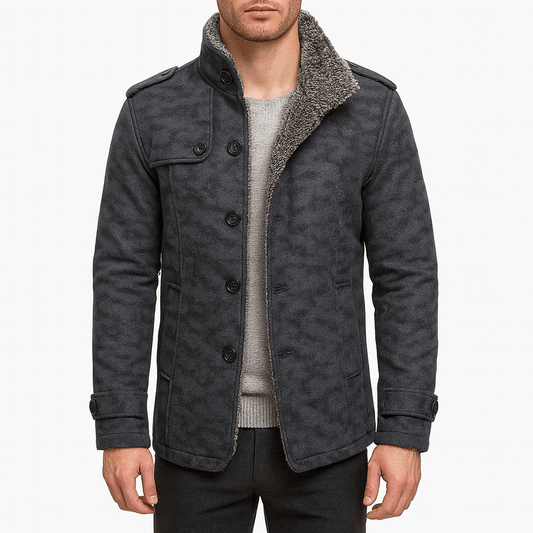 Men’s Slim Fit Leather Fleece Jacket