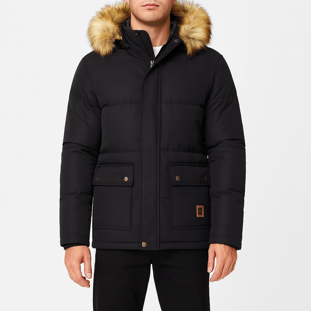 Men’s Fur Trim Quilted Parka