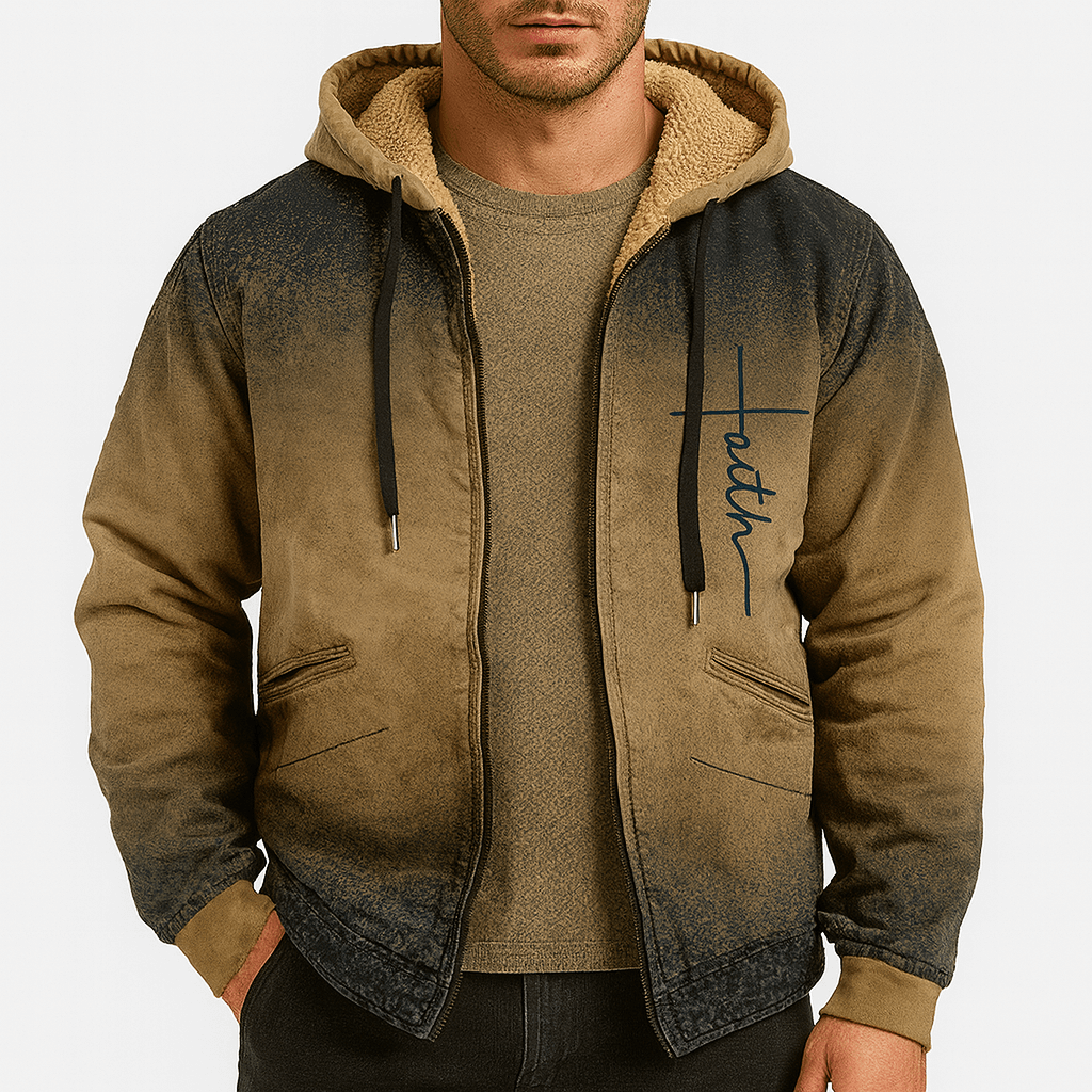 Men’s Zipper Print Hooded Sweatshirt