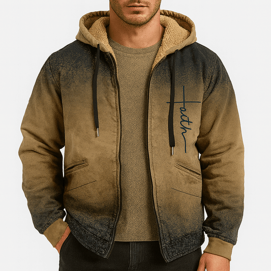 Men’s Zipper Print Hooded Sweatshirt