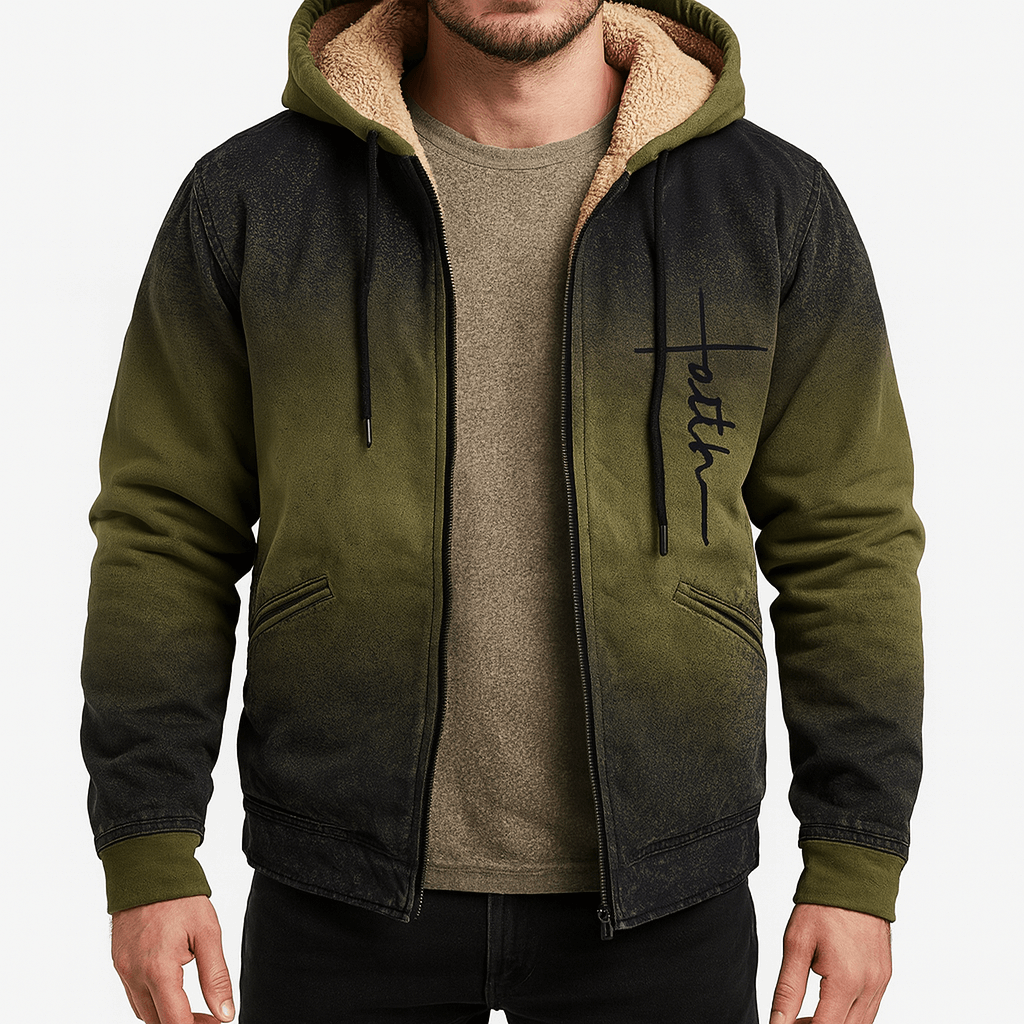 Men’s Zipper Print Hooded Sweatshirt