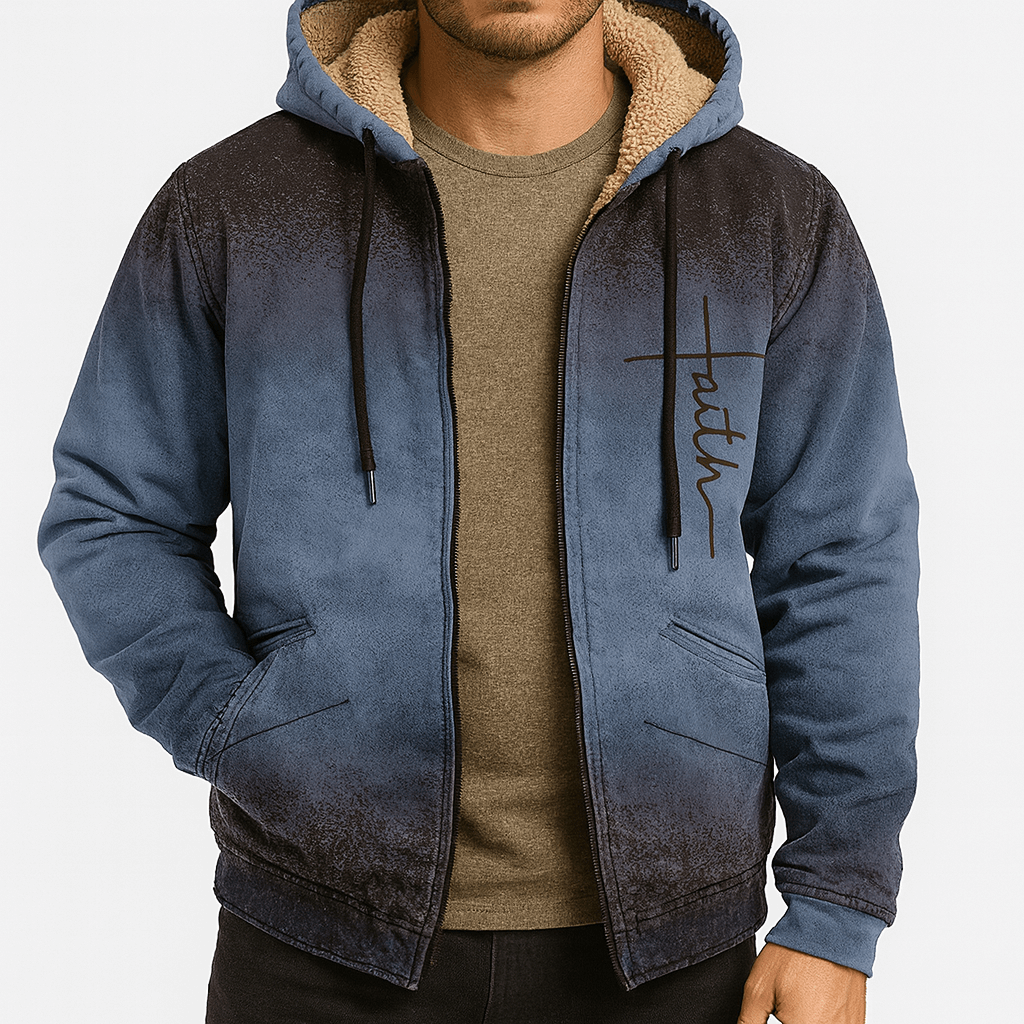 Men’s Zipper Print Hooded Sweatshirt