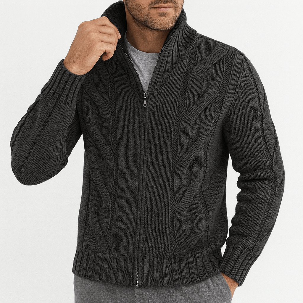 Men’s High-neck Cable Knit Sweater