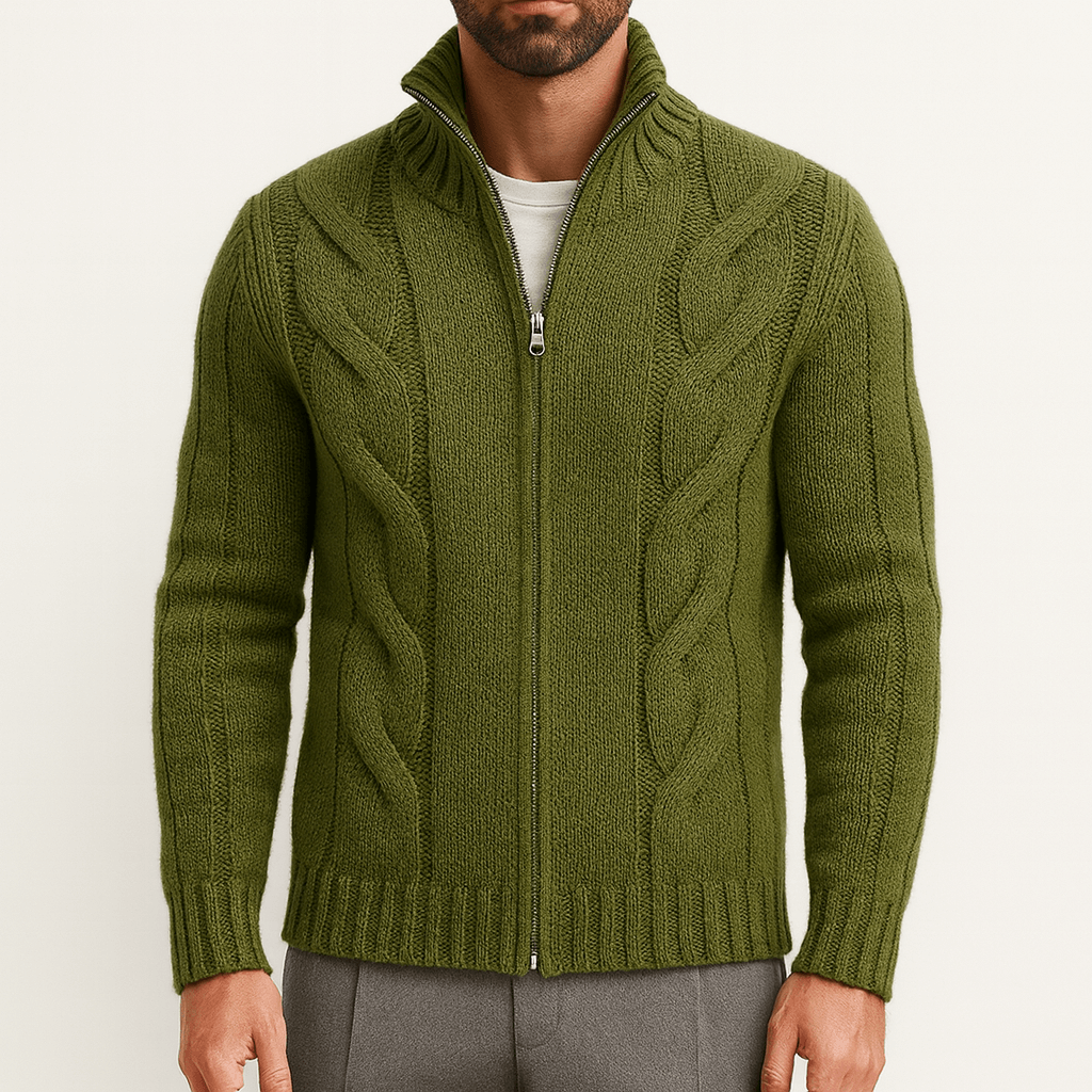Men’s High-neck Cable Knit Sweater