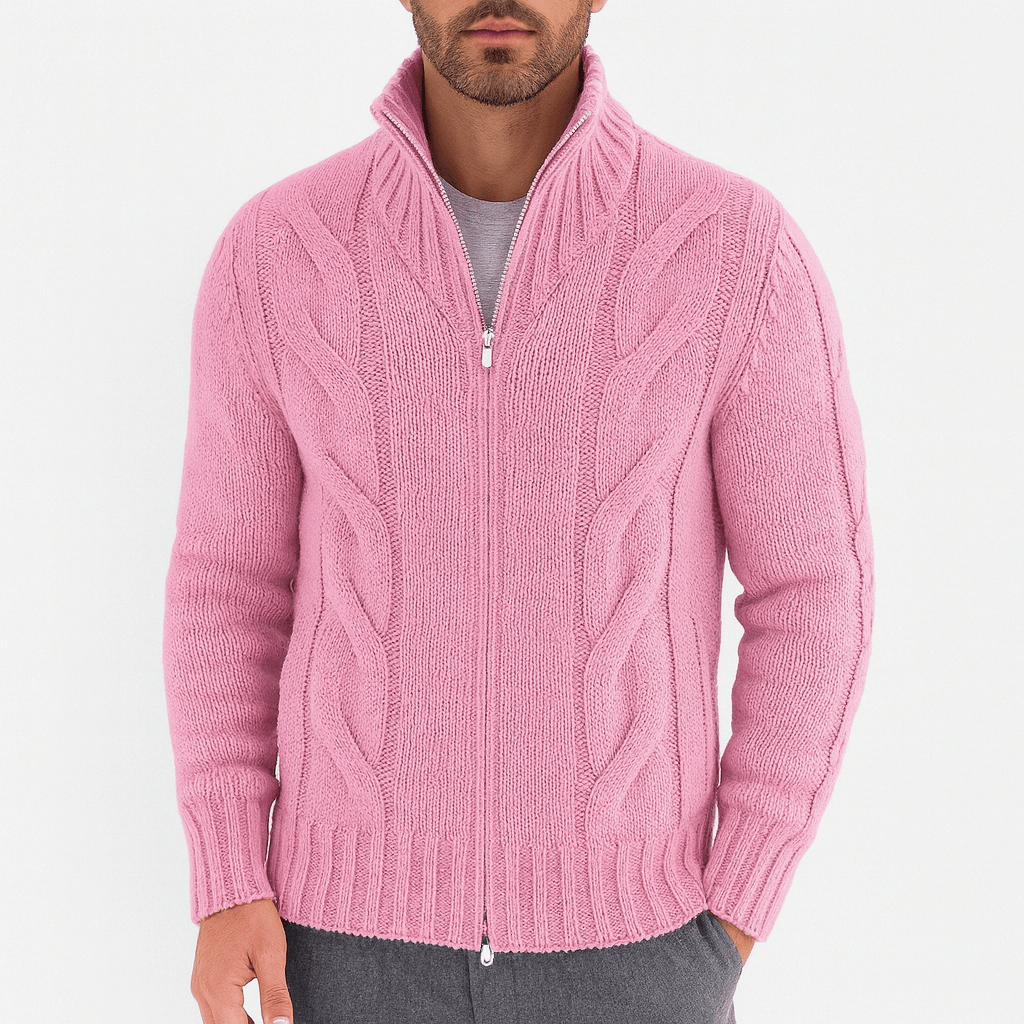 Men’s High-neck Cable Knit Sweater