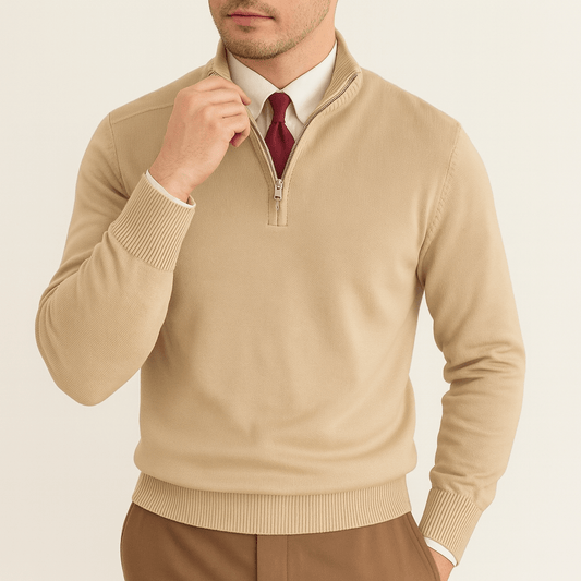 Men’s Quarter Zip Knit Polo Sweater